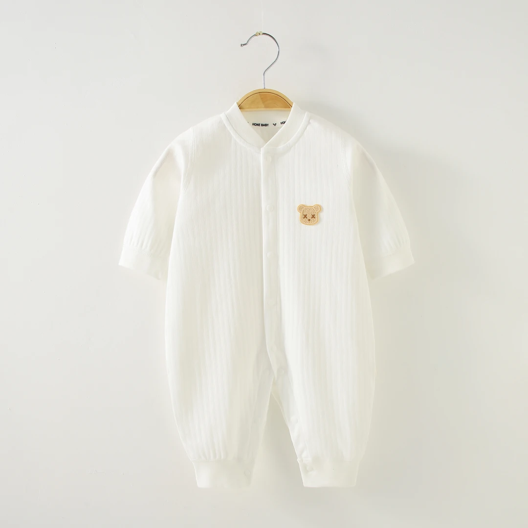 【100棉商场实体品质】宝宝100纯棉哈衣无连体净色单排扣婴幼儿