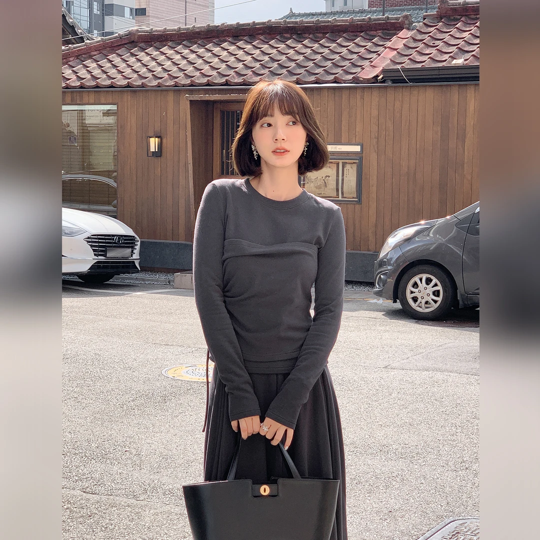 法儿家韩国限定【新品】【浪漫暖冬】FS511Z001假两件修身套装