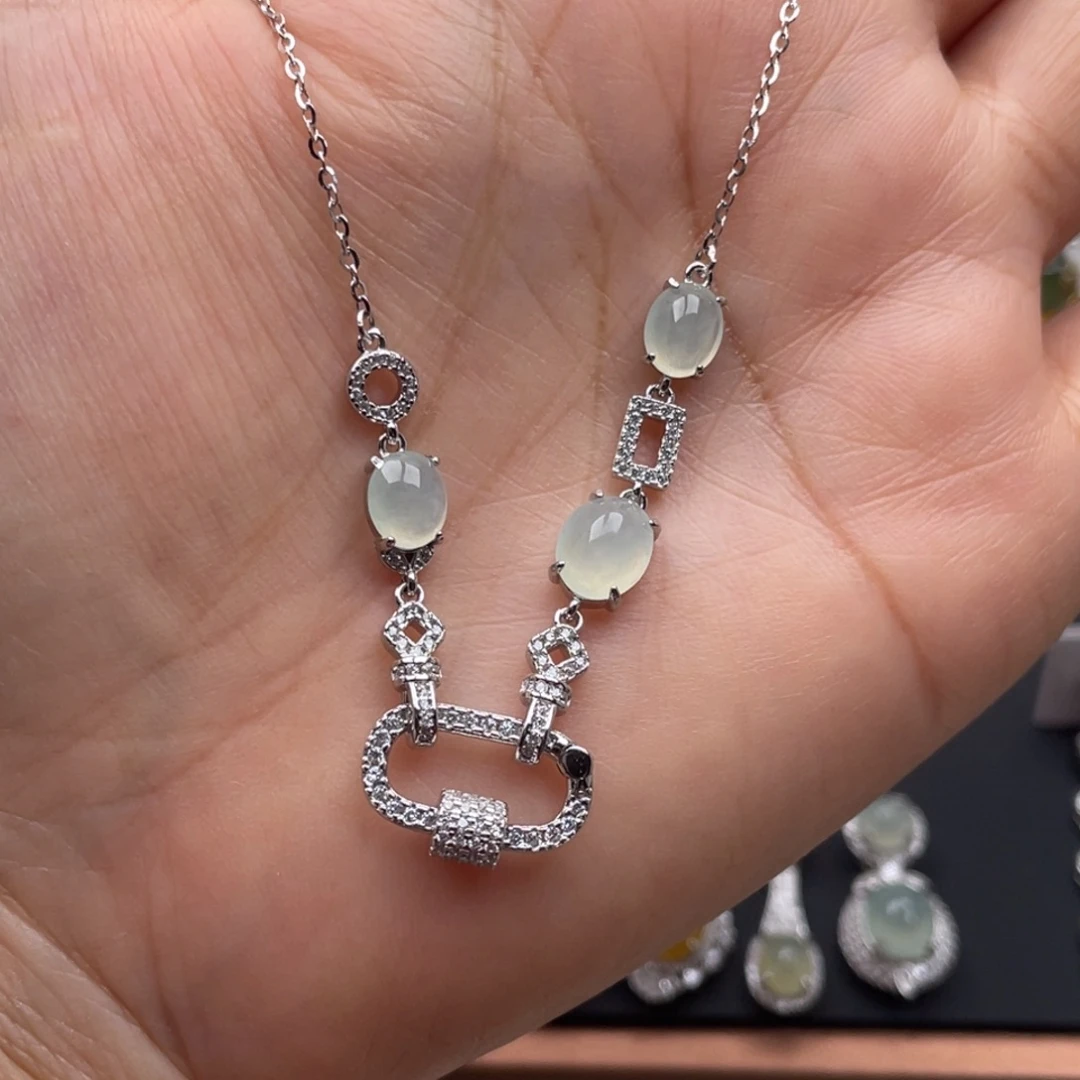 翡翠银S925镶嵌吊坠(不含链)