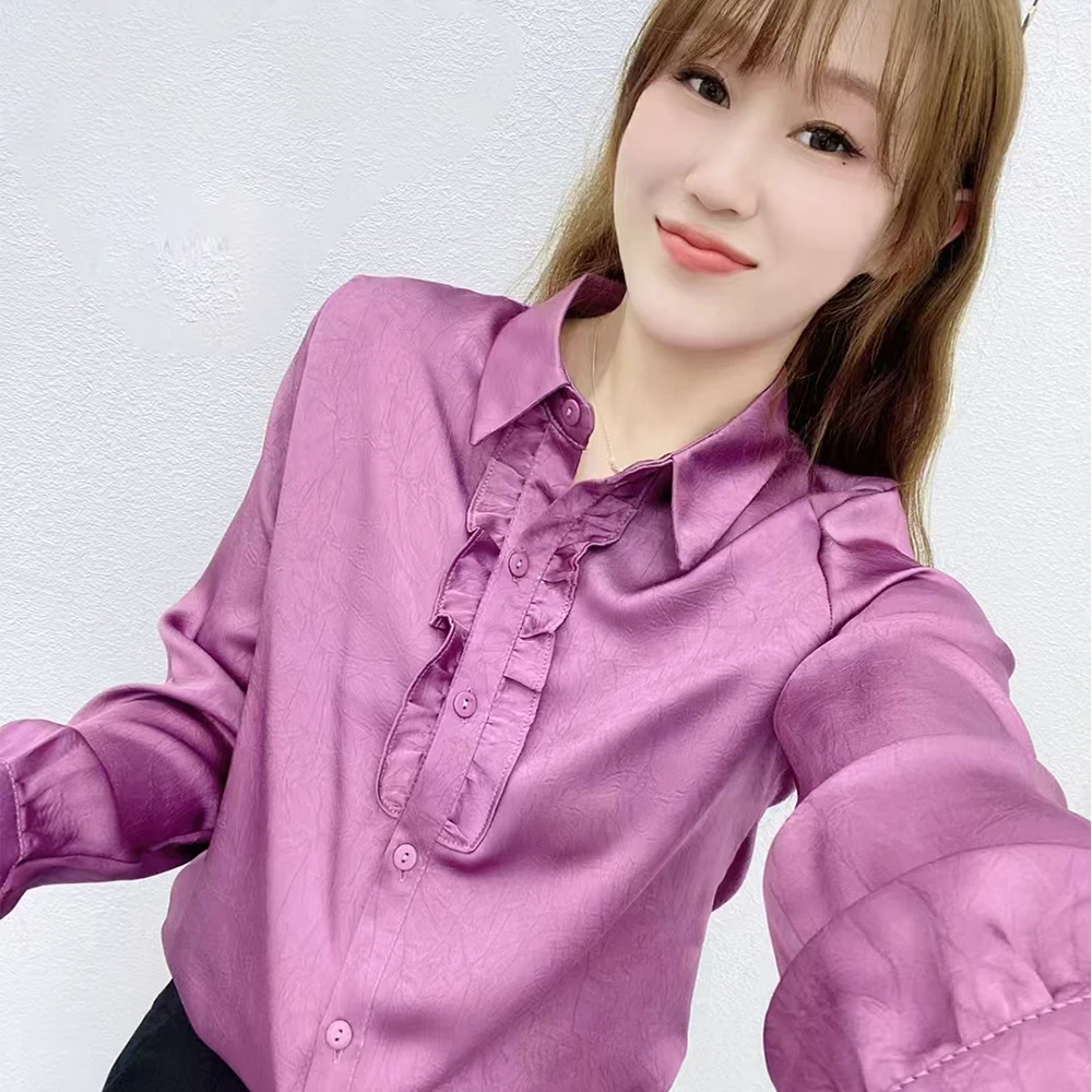 春季新款洋气时尚上衣气质百搭打底衫女宽松遮肉显瘦长袖衬衫