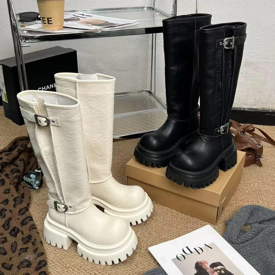 小小苏8cm丨时装靴时装马丁靴长靴女鞋冬季时尚高筒靴EDX21219