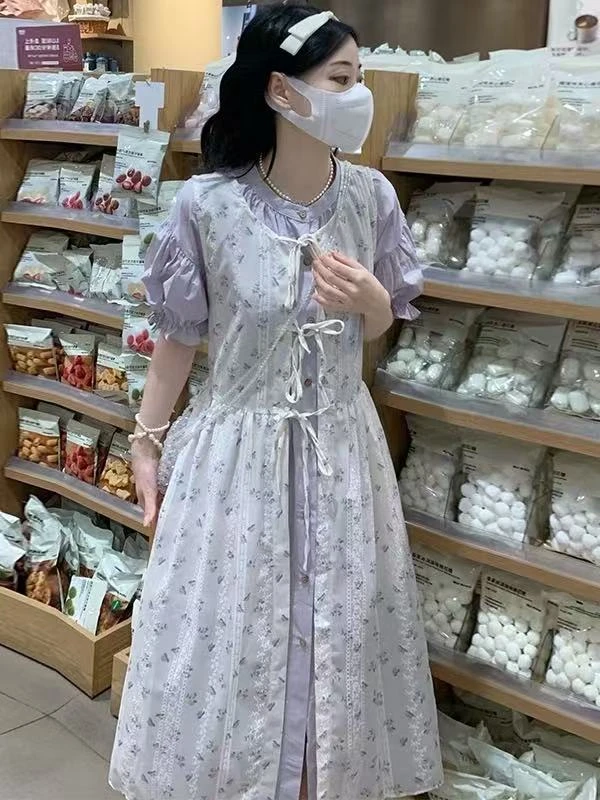 006号新款夏季连衣裙小清新背带裙套装百搭气质韩版拼接显瘦宽松