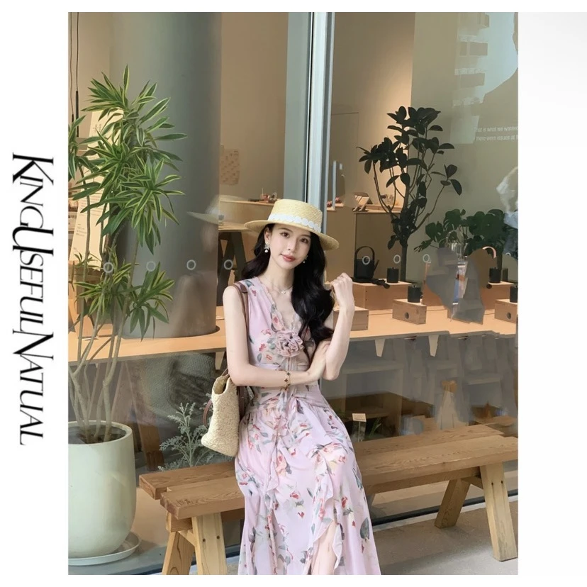 气质浪漫荷叶边凉感连衣裙女春夏新款温柔超好看初恋小众减龄长裙