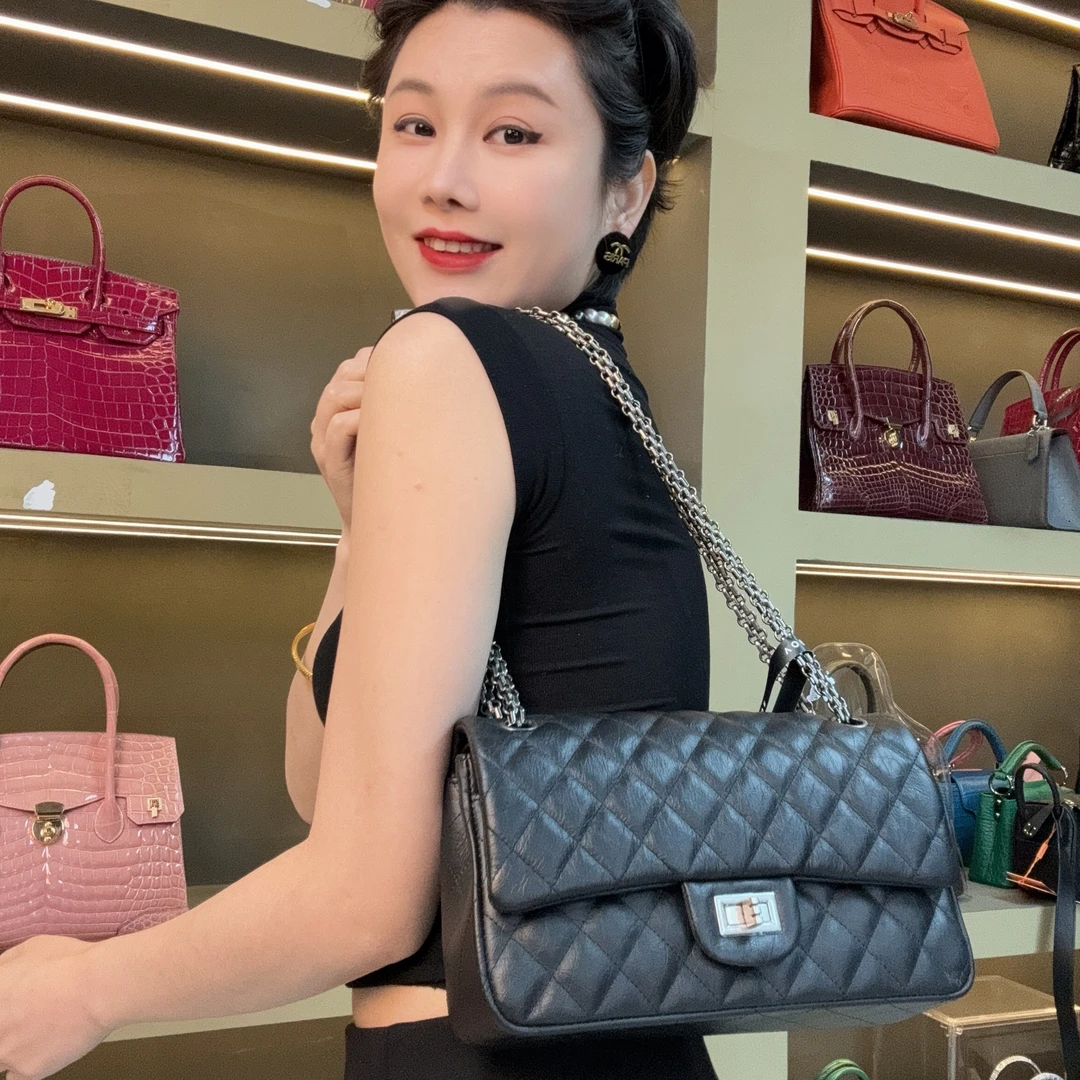 【尺寸：25*6*16】SISI原创设计高定真皮女包 CF25-黑色爆裂纹