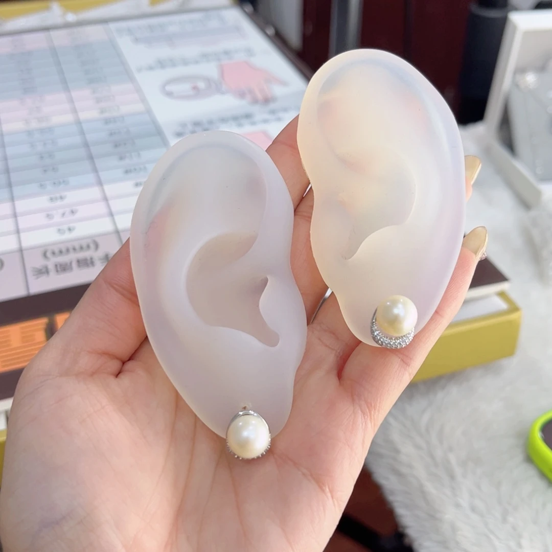 耳饰银S925镶嵌淡水珍珠