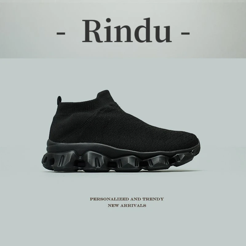 透气飞织弹力网面四季款一脚蹬袜子鞋男女款外贸捡漏运动健身鞋