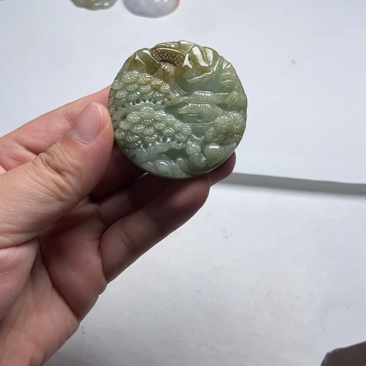 翡翠未镶嵌颈饰山水12