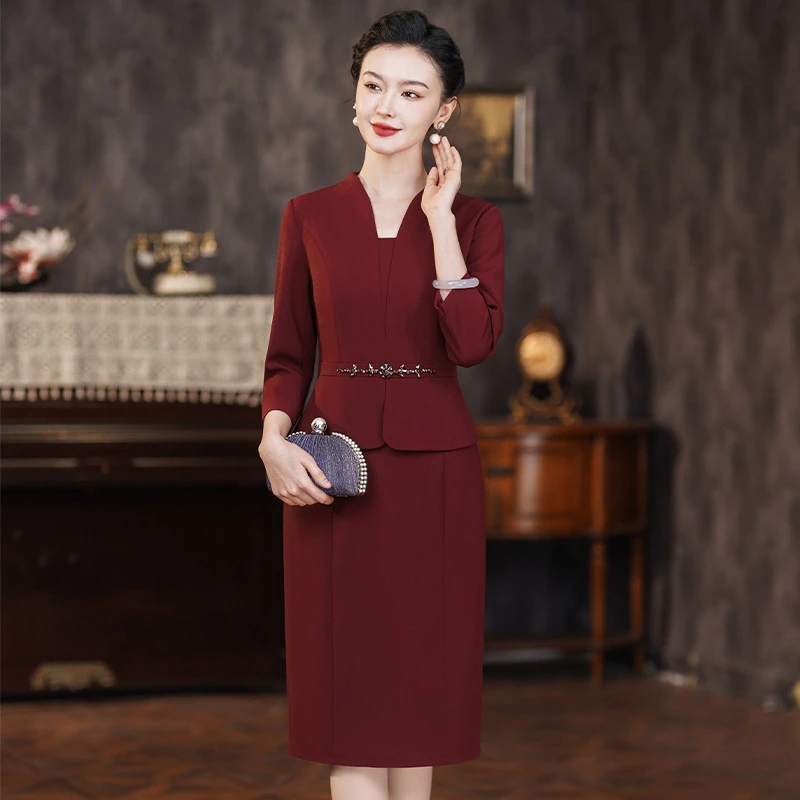 喜婆婆旗袍改良连衣裙2024中年妈妈婚宴高端大气婚宴礼服平时可穿