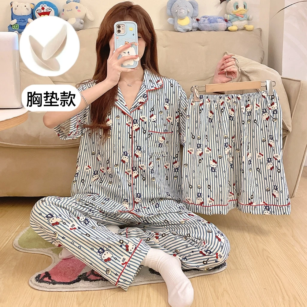 【烹饪Kitty猫】新款春季夏季家居服女款睡衣韩版ins风短袖短裤学生
