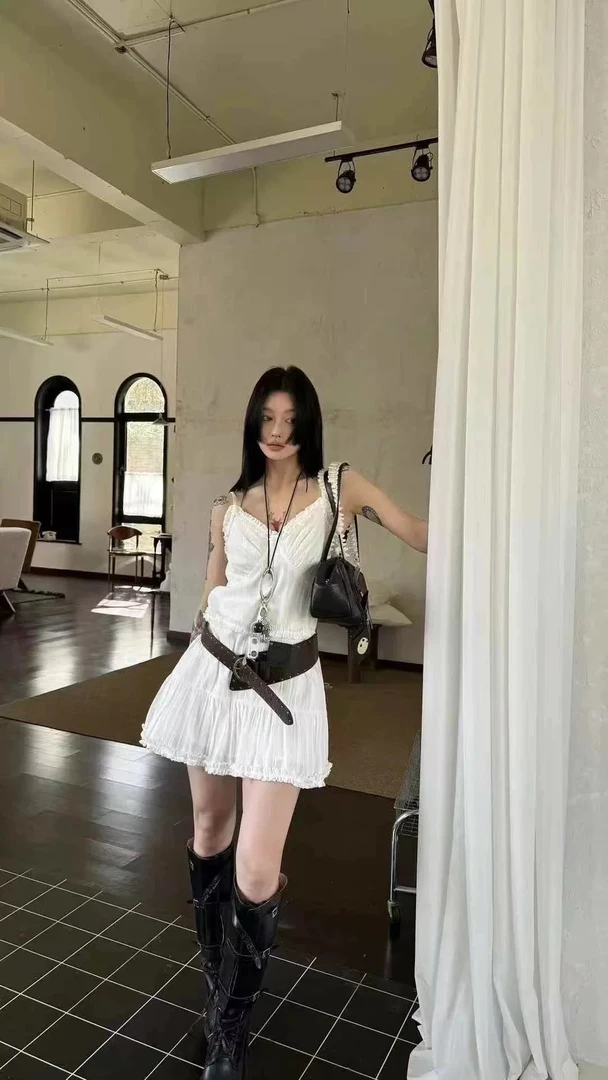 （福利040）2560依美丁时尚辣妹腰带吊带连衣裙