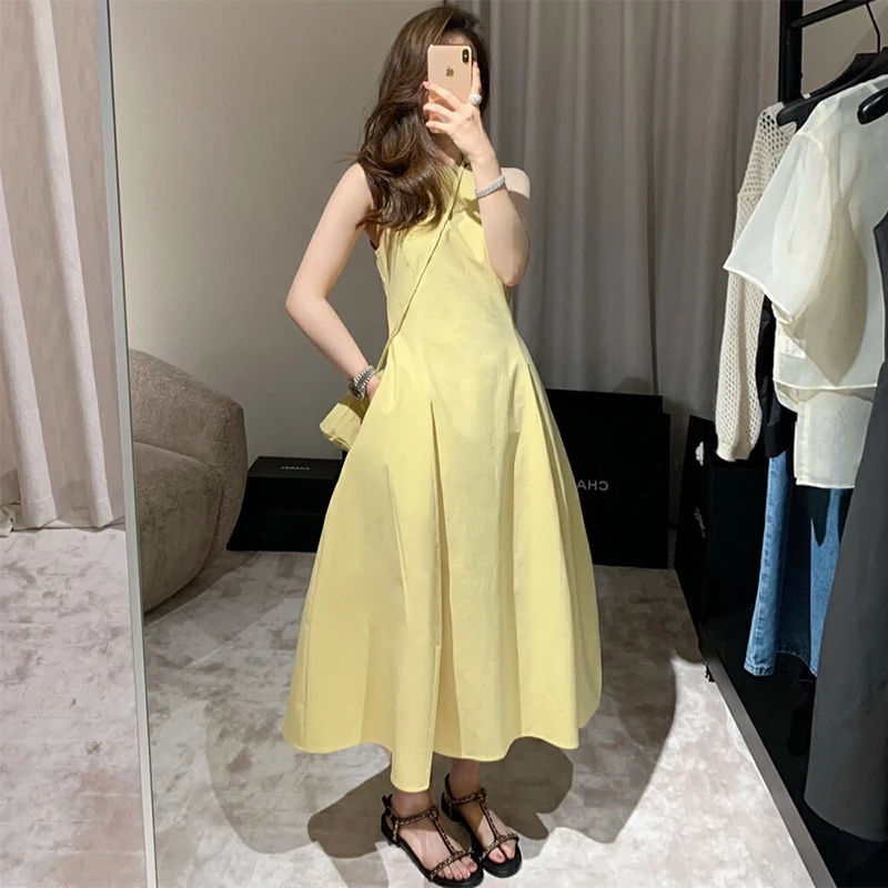 无袖吊带连衣裙子女夏季2025新款流行爆款绝美海边度假风长裙2766