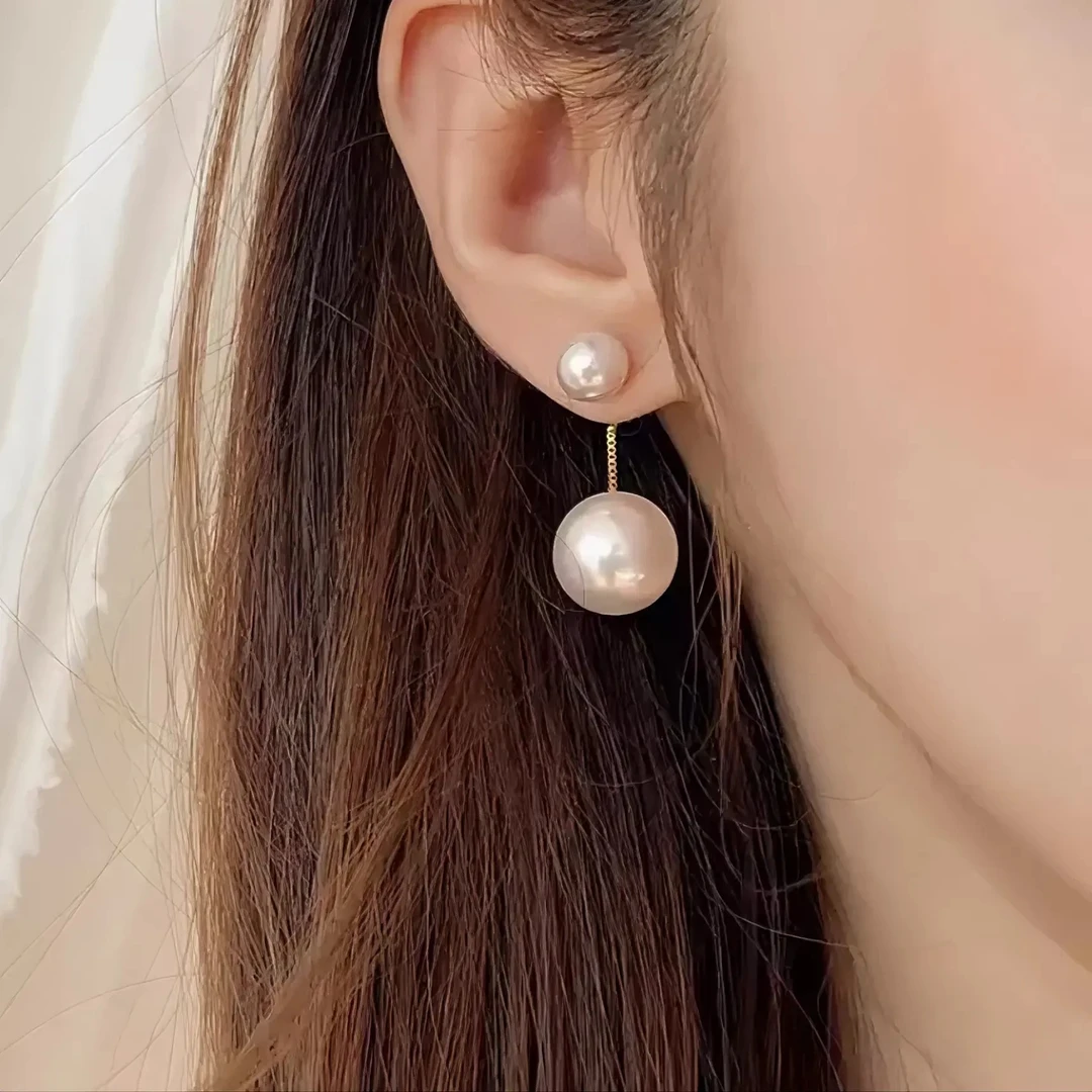 铜合金仿珍珠耳饰 925银针气质大小珍珠前后耳钉珍珠短款耳坠耳环