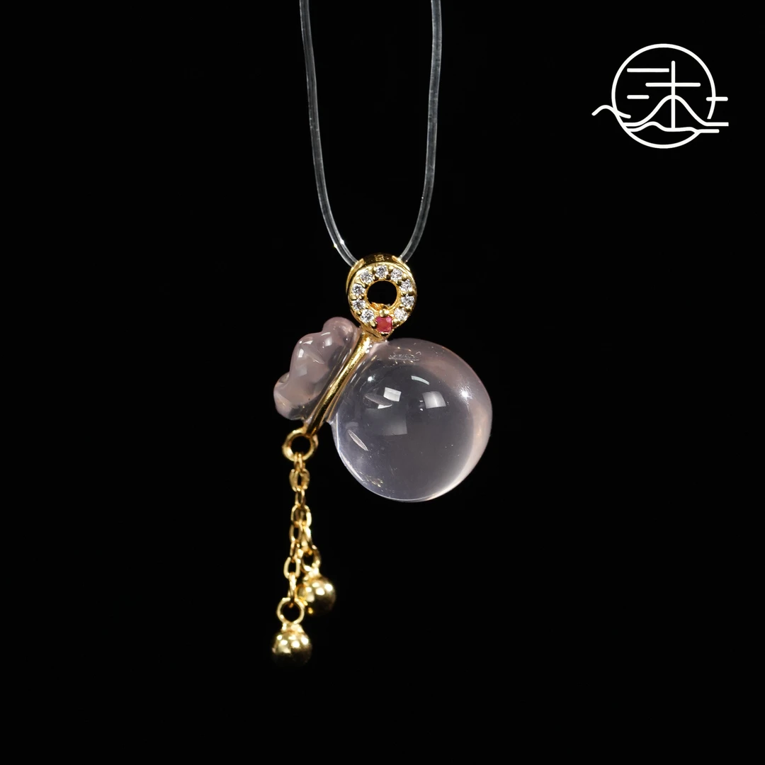 木润【钱袋】天然原矿水晶粉水晶钱袋  S925银