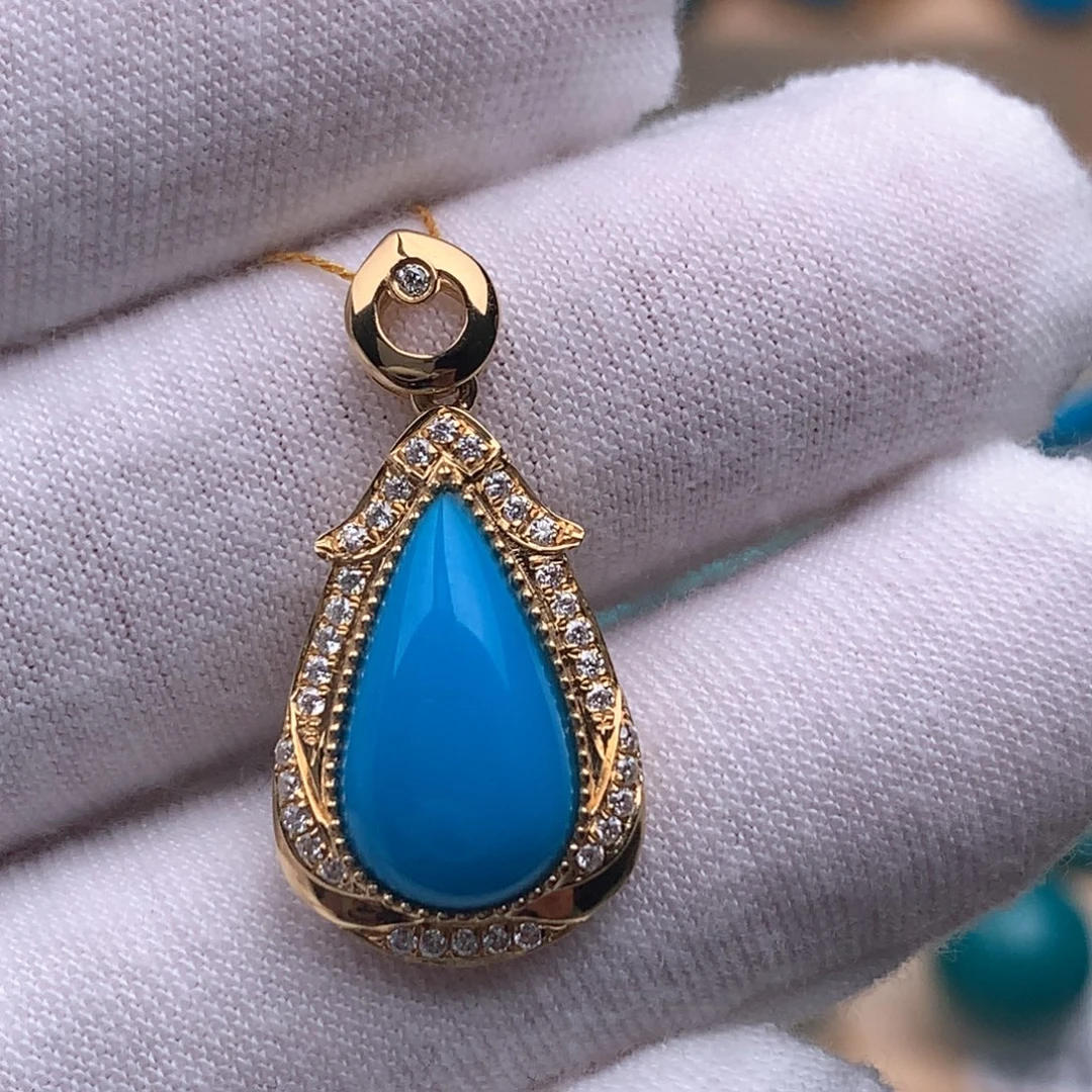 18K金镶嵌绿松石珠宝奇石