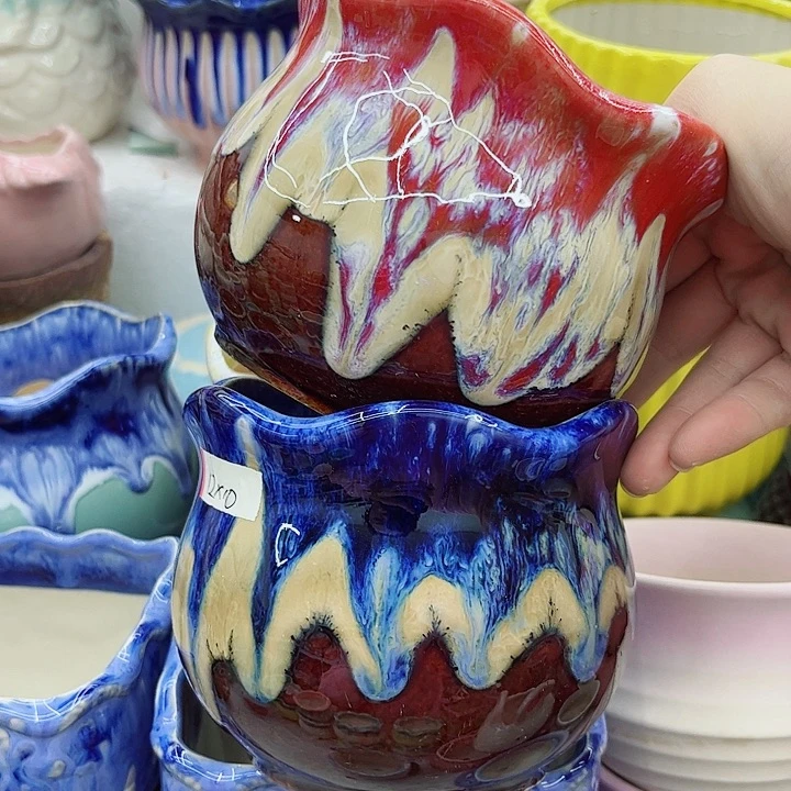 多肉绿植陶瓷花盆9.9包邮，有孔