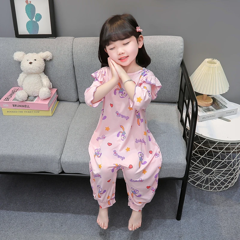宝宝睡袋夏季薄款儿童连体睡衣女童家居服婴儿莫代尔夏天空调爬服