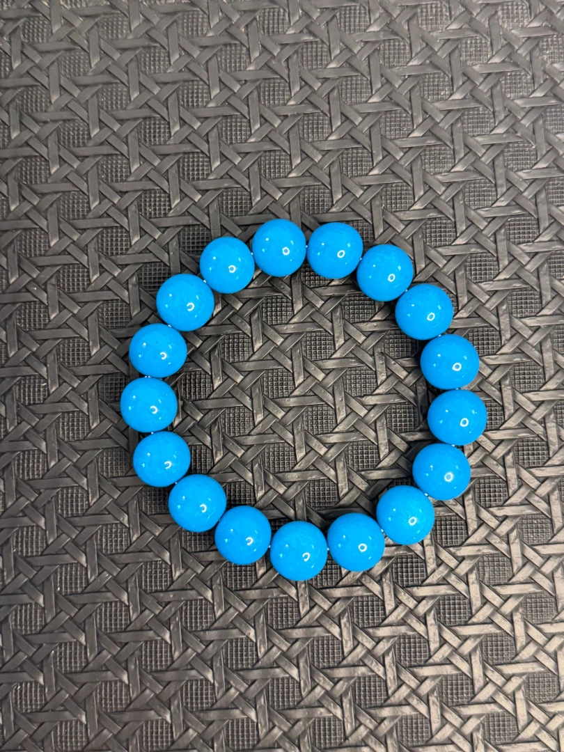 手链 高瓷蓝手串素圈大颗粒手串