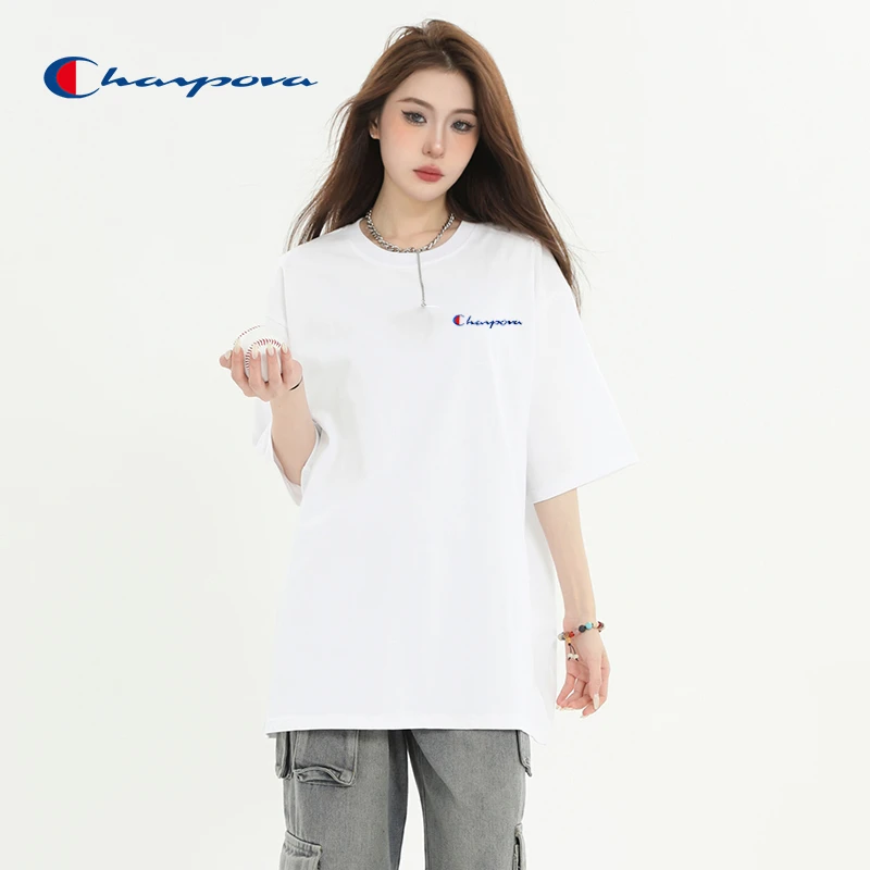 【冠军犀牛系列】情侣短袖T恤圆领刺绣经典版运动户外纯棉时尚舒适J