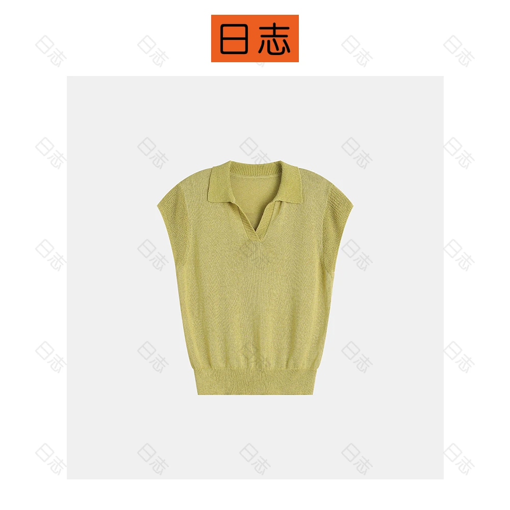 PIPO时尚套头款薄款拼接纯色针织衫无袖简约轻奢DD52Z004