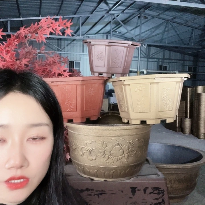 紫色八角60花盆4个有孔