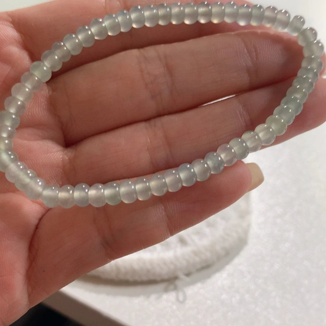 翡翠未镶嵌手链卡4.5冰种算盘珠手串