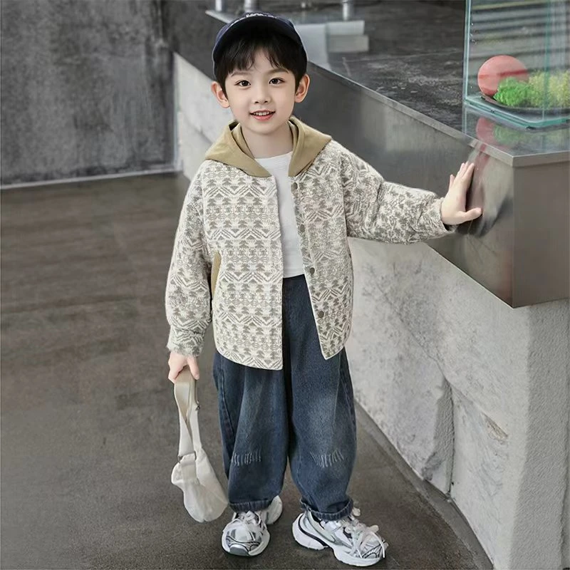 【实体品质】儿童春秋新款男童外套韩版休闲连帽中大童上衣夹克