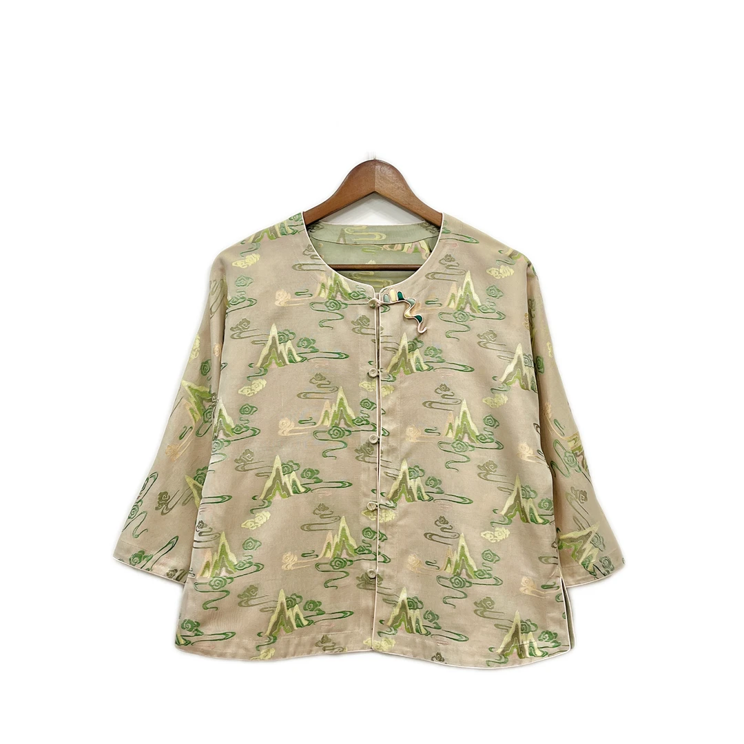 2025吴罗定制款高山流水百搭手工盘扣对襟纯手工双面异色罗外套潮