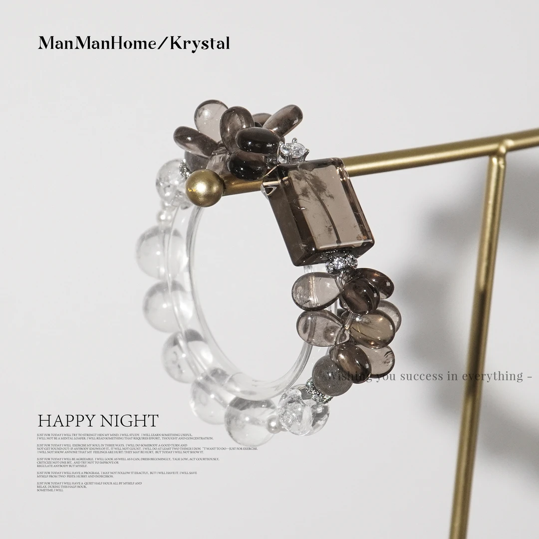 A342【茶话会】满满家天然灰月光 白水晶 茶水晶手链多样性发货