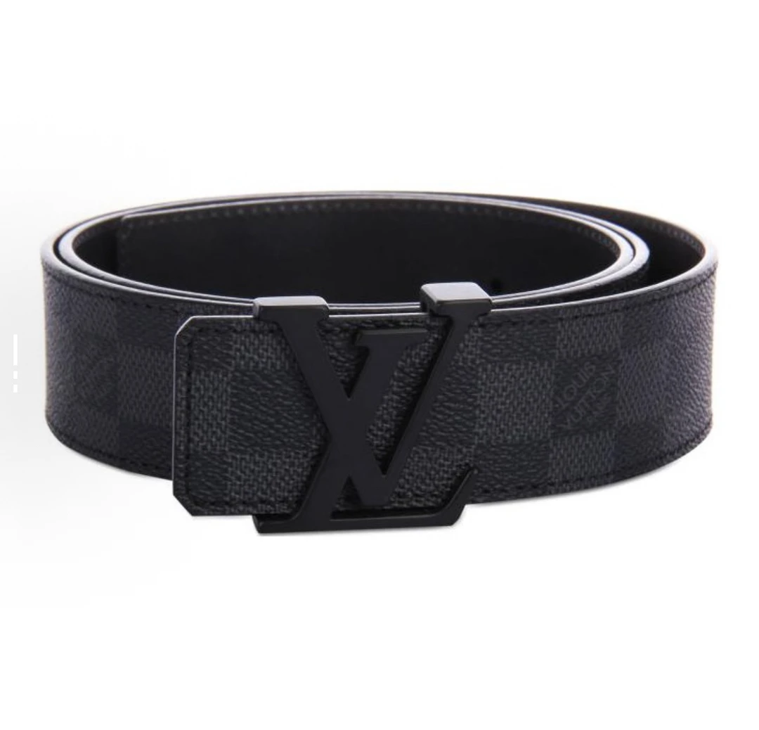 未使用 LouisVuitton/路易威登 棋盘格 磨砂黑扣 腰带 宽4cm