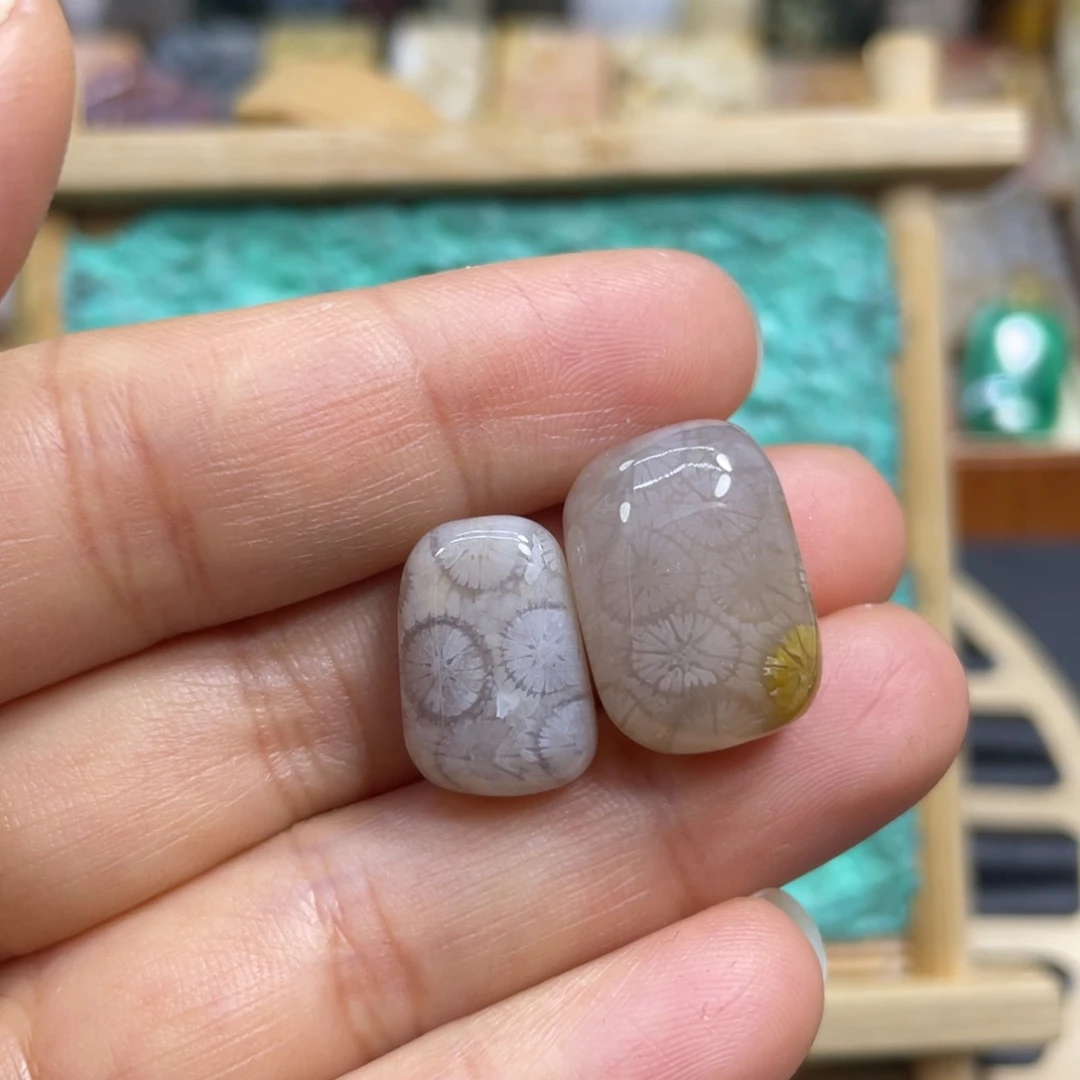 硅化玉未镶嵌颈饰一对60