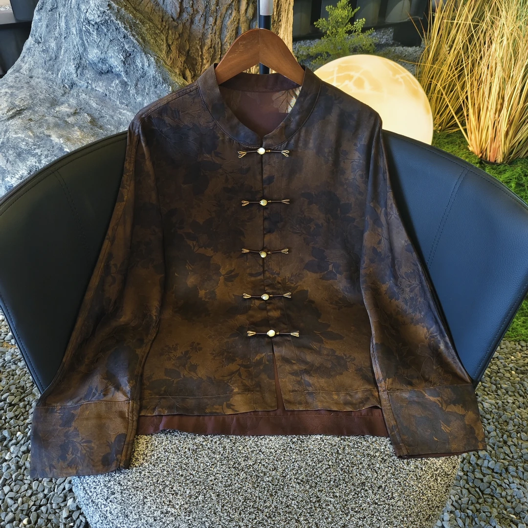 【芳泽】2025新款春季新中式上衣宽松国风提花立领女装气质显瘦外套