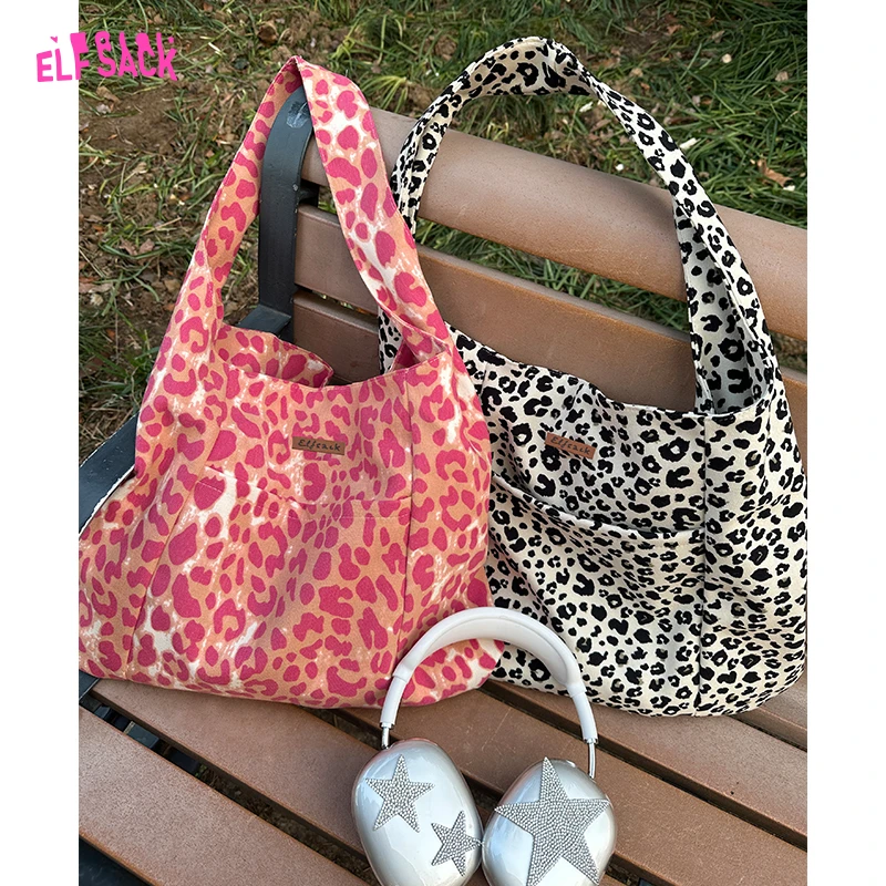 妖精的口袋【豹纹主义】复古大容量托特包女休闲通勤单肩包包ins