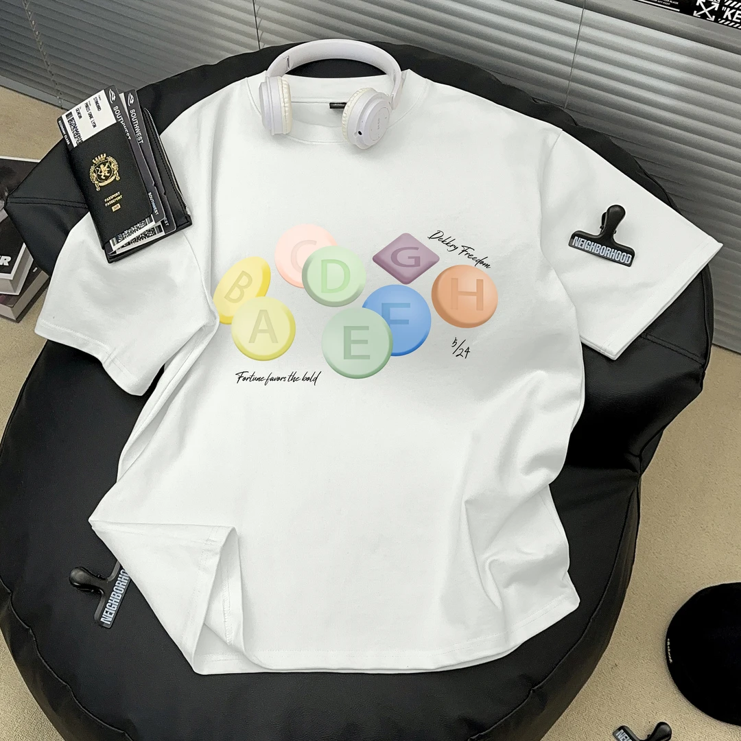 Dekkry夏季百搭小众设计感创意字母潮牌纯棉圆领短袖t恤男女上衣