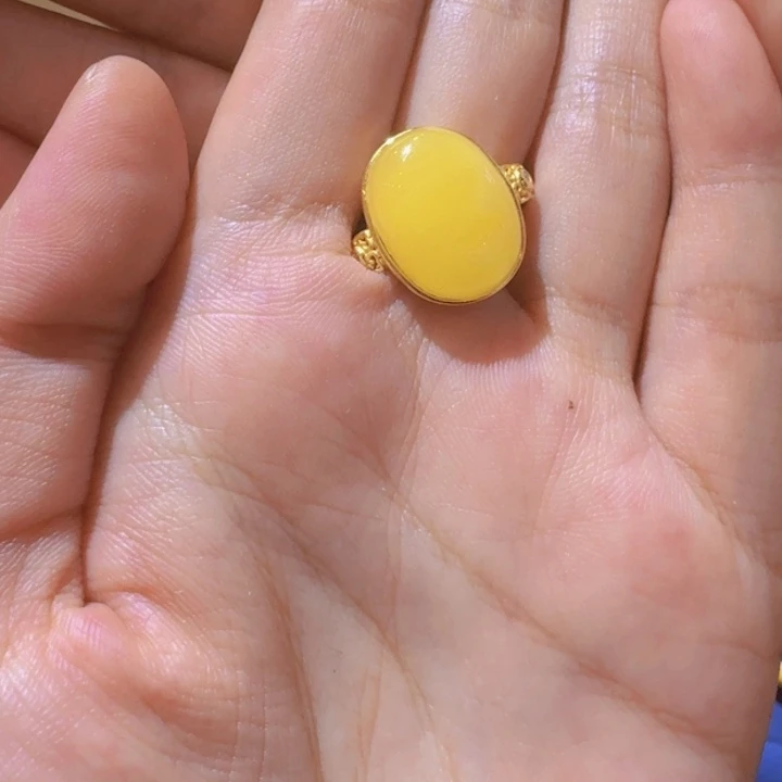 蜜蜡银S925镶嵌戒指ღ****戒指