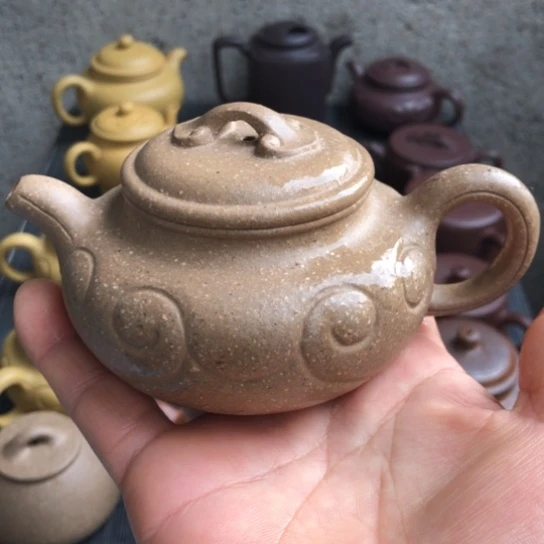 紫砂茶壶青灰段泥仿古如意180豪升左右