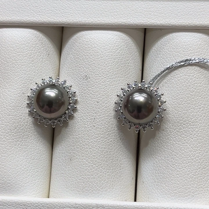 耳饰银S925镶嵌海水珍珠8-9mm 54号