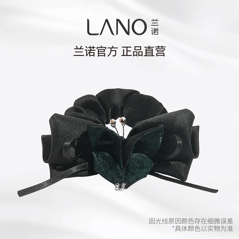 兰诺【墨蝶绾香】香云纱手缝蝴蝶发圈秋冬氛围感精致后脑勺发饰