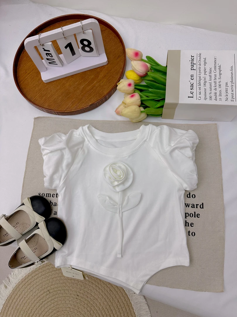 （立体玫瑰花）辣妹短袖