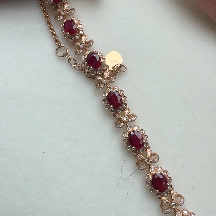 红宝石手链18K金镶嵌