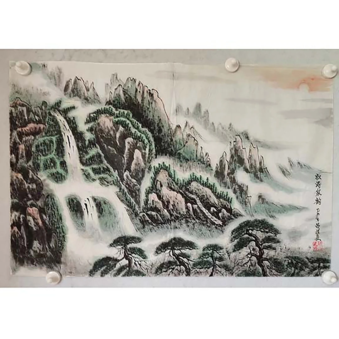 4112 老字画《松涛泉韵》斗方  尺寸 68×68