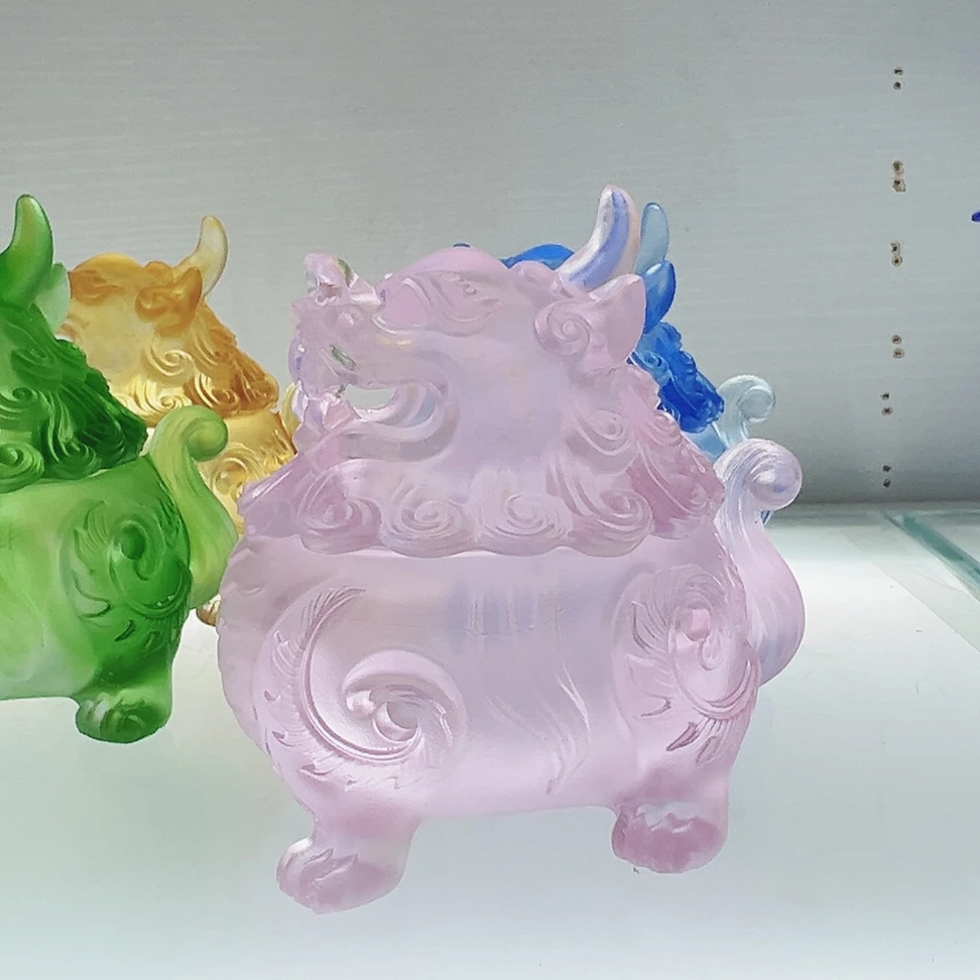 【闪购商品】手工艺品琉璃粉色狻猊香炉