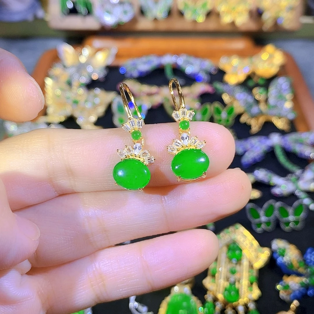 吊坠(不含链)银S925镶嵌翡翠