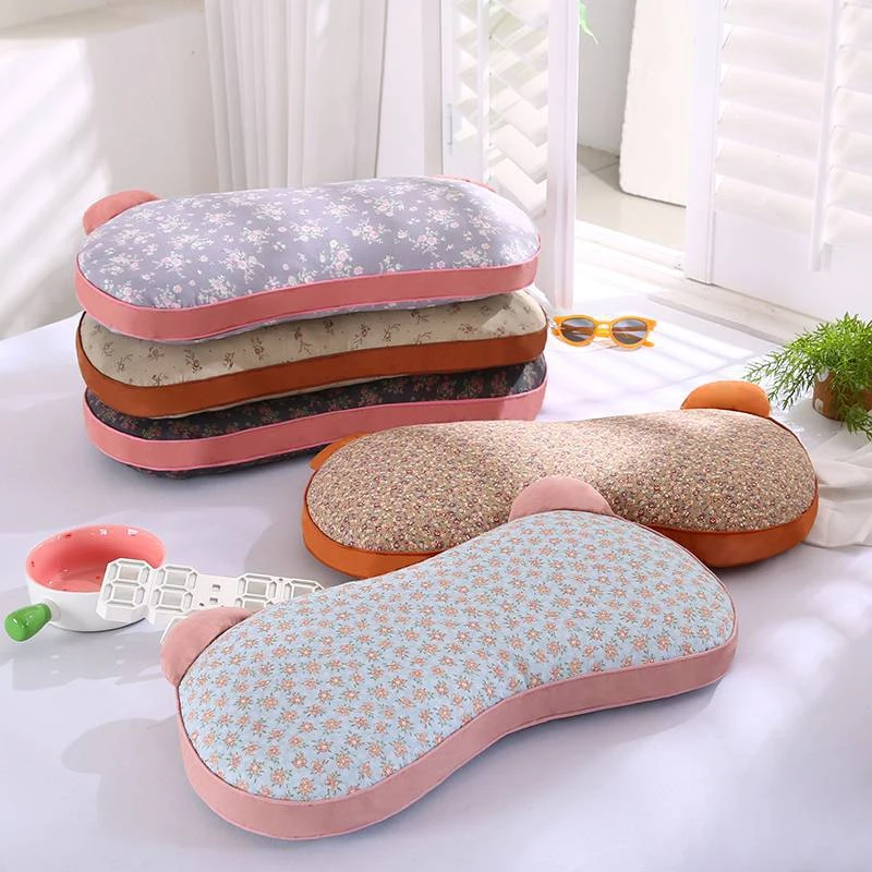 2025全棉碎花熊猫荞麦护颈枕头成人荞麦皮枕头100%纯荞麦