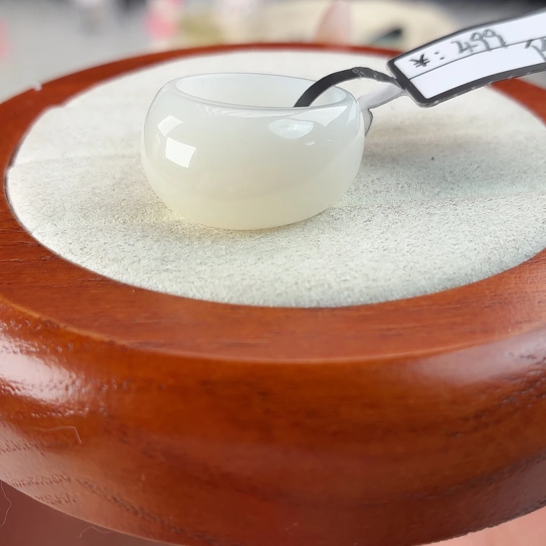 和田玉未镶嵌戒指r28俄白馒头18.1