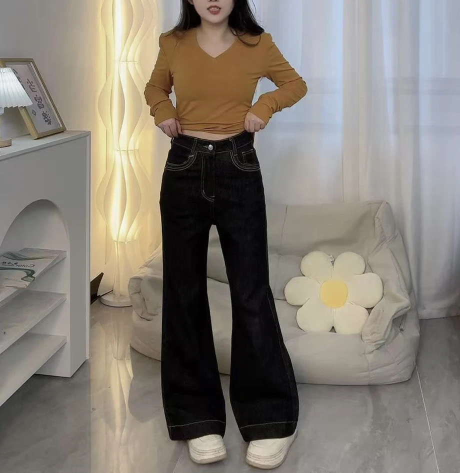 【婷婷家】小个子春季显瘦微喇牛仔阔腿裤#106