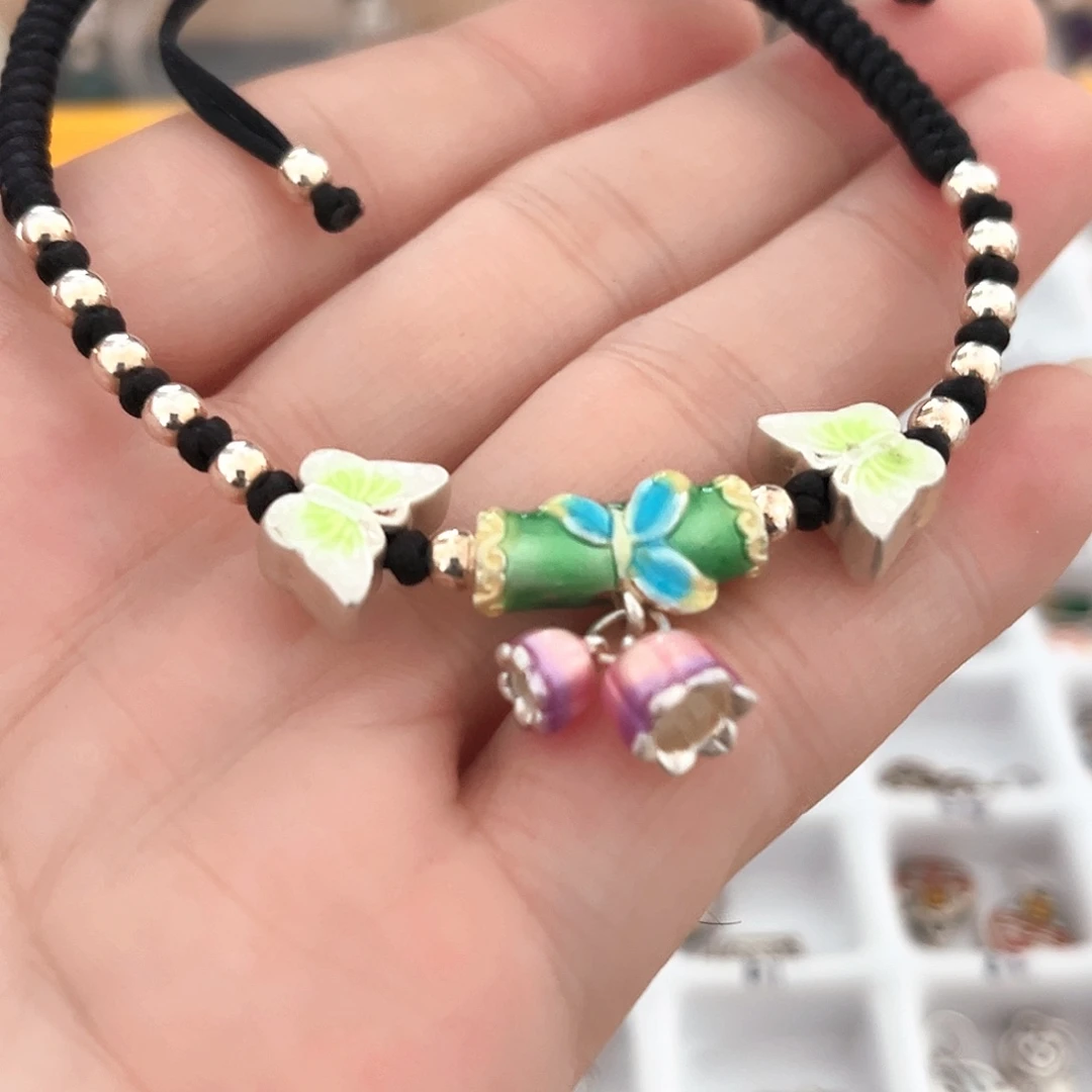 吊坠足银珐琅脚链子