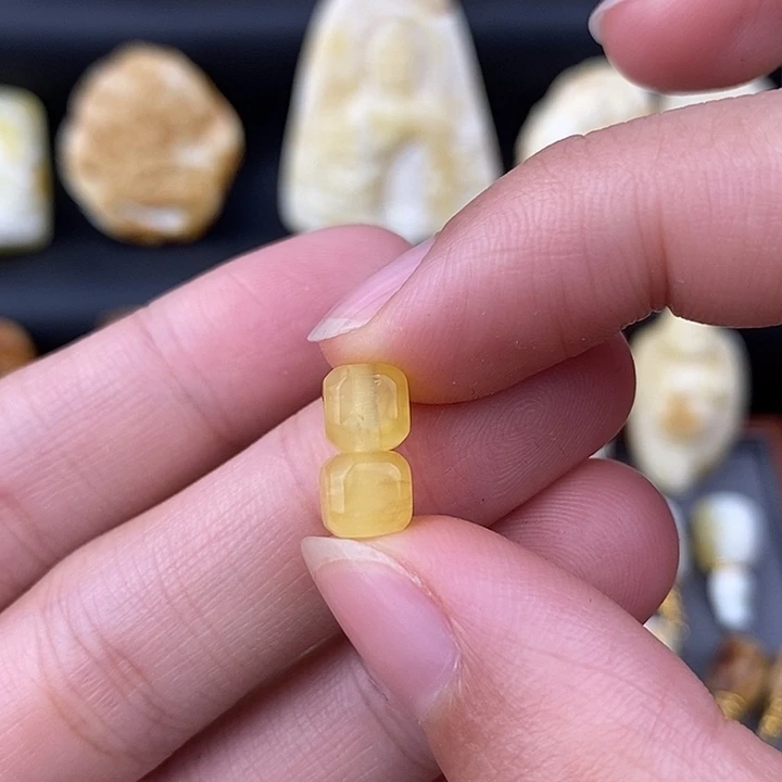 琥珀未镶嵌裸石6对珠六方