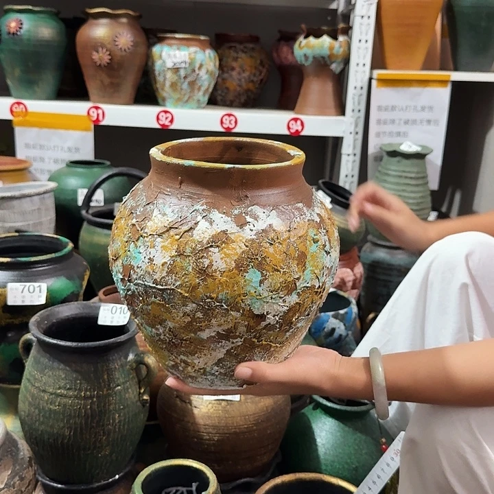 93彩绘坛子黄高23口径14