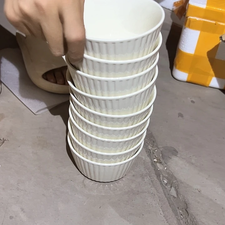 正品 米色竖纹碗10只