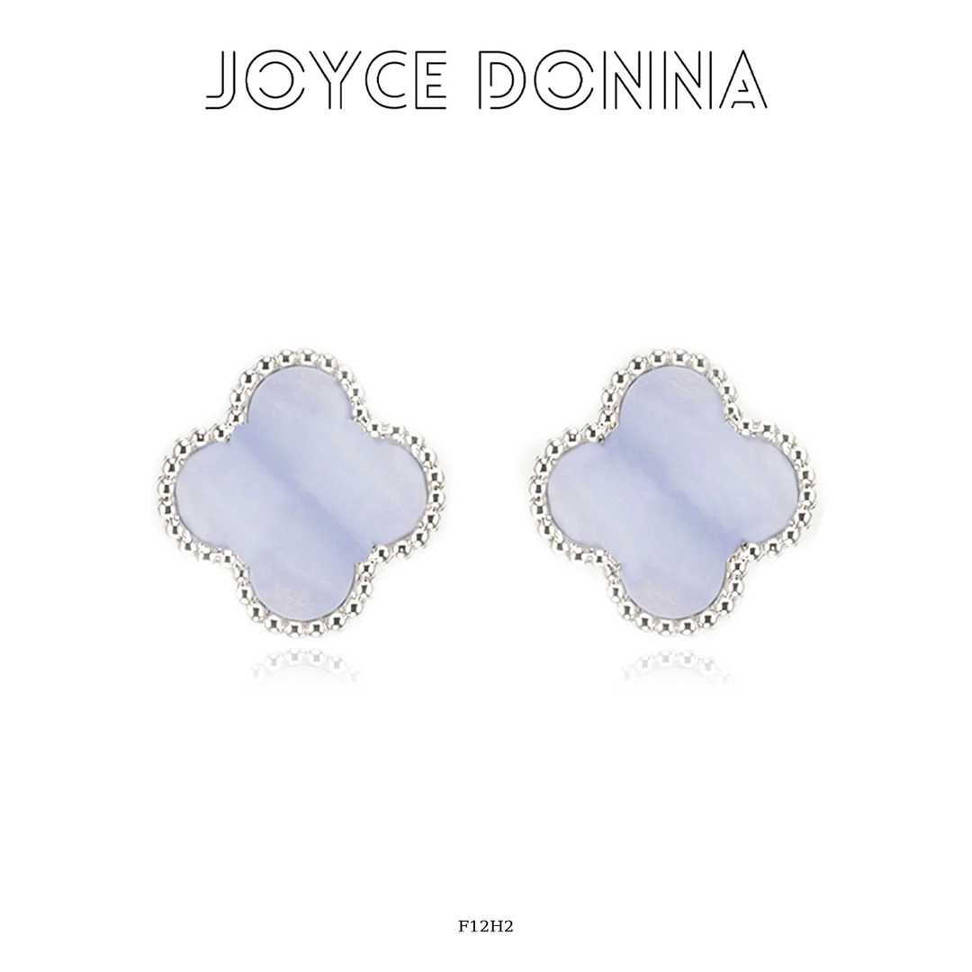 镀K金 轻奢气质高级感紫色四叶花朵耳环 F12H2